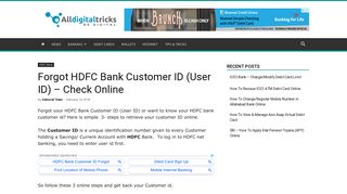 
                            8. Forgot HDFC Bank Customer ID (User ID) - Check Online ...