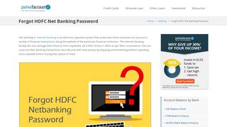 
                            9. Forgot HDFC Net Banking Password - Paisabazaar.com