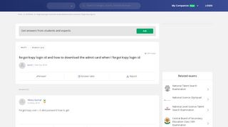 
                            11. forgot kvpy login id and how to download the admit card when I forgot ...