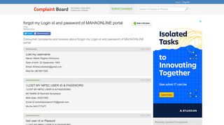 
                            3. forgot my Login id and password of ... - Complaint Board