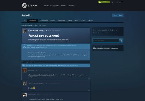 
                            3. Forgot my password :: Paladins Help & Support - Steam Community