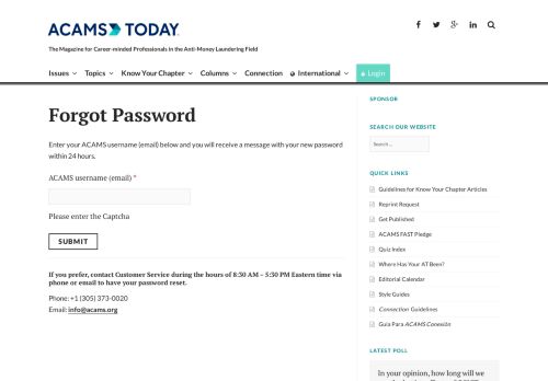 
                            3. Forgot Password – ACAMS Today
