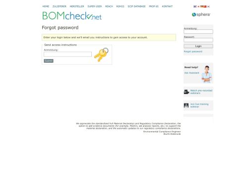 
                            3. Forgot password - BOMcheck.net