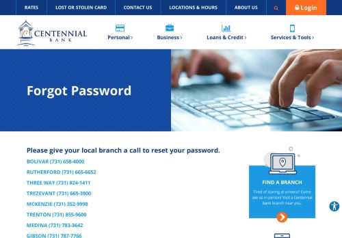 
                            8. Forgot Password | Centennial Bank | Trezevant, TN - McKenzie, TN ...