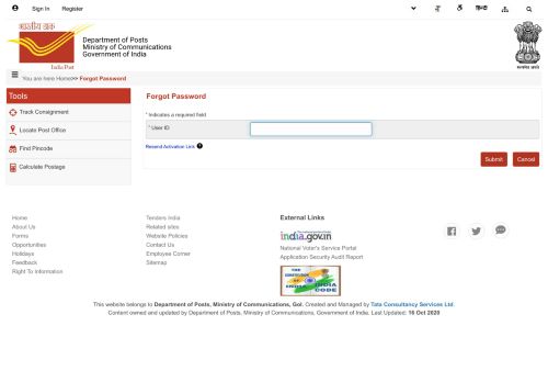 
                            7. Forgot Password - India Post