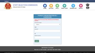 
                            5. Forgot Registration ID / Password | Staff Selection Commission | GoI