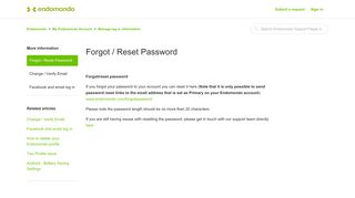 
                            5. Forgot / Reset Password – Endomondo