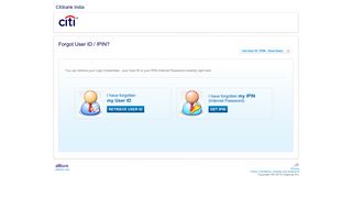 
                            6. Forgot User ID / IPIN? - Citibank India