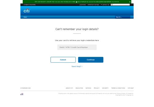 
                            1. Forgot User ID or Password - Citibank Singapore