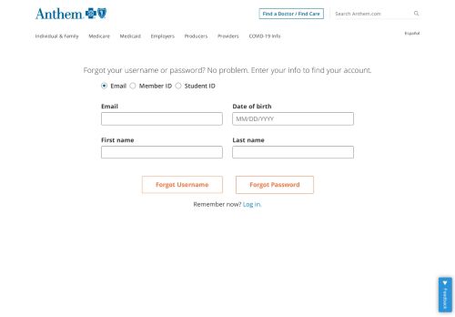 
                            13. Forgot Username or Password | Anthem.com - Anthem Blue Cross