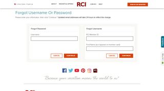 
                            7. Forgot Username Or Password : RCI - RCI.com
