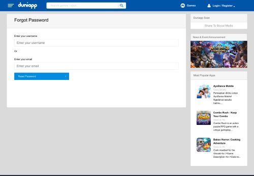 
                            9. Forgot your Password - Duniapp
