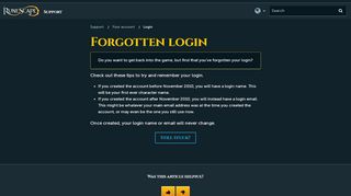 
                            6. Forgotten login - RuneScape Support