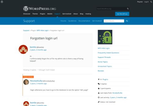 
                            1. Forgotten login url | WordPress.org