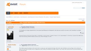 
                            3. Forgotten Master Password - Avast WEBforum