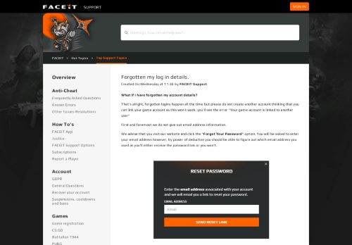 
                            8. Forgotten my log in details. – FACEIT