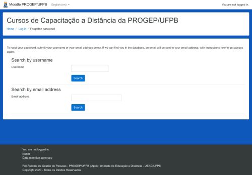 
                            7. Forgotten password - Acesso ao Moodle EAD - PROGEP - UFPb