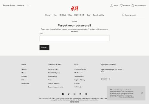 
                            3. Forgotten password? - H&M