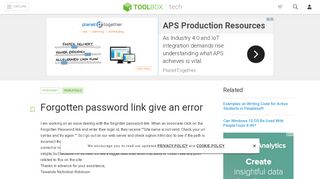 
                            8. Forgotten password link give an error - IT Toolbox