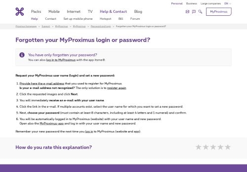 
                            3. Forgotten your MyProximus login or password? | Proximus