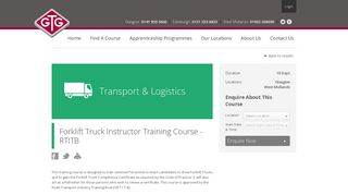 
                            10. Forklift Truck Instructor (RTITB) – GTG Training Courses