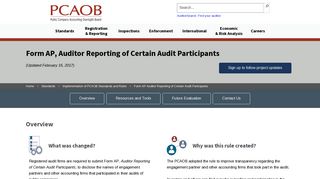 
                            11. Form AP Auditor Reporting of Certain Audit Participants - PCAOB