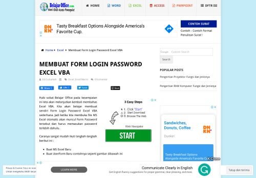 
                            2. Form Login Password Excel VBA - Belajar Office