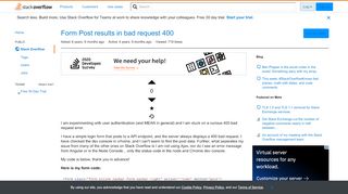 
                            11. Form Post results in bad request 400 - Stack Overflow