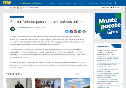 
                            5. Forma Turismo passa a emitir boletos online - Mercado e Eventos