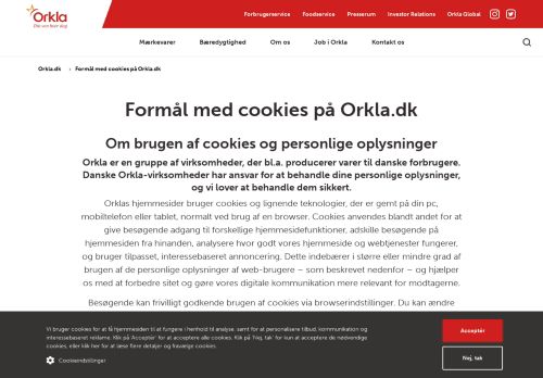 
                            12. Formål med cookies på Orkla.dk - Orkla.dk - Orkla Foods Danmark