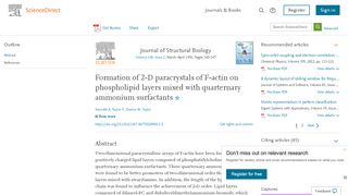 
                            6. Formation of 2-D paracrystals of F-actin on phospholipid layers mixed ...