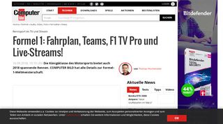 
                            9. Formel 1: Fahrplan, Teams, F1 TV Pro und Live ... - Computer Bild