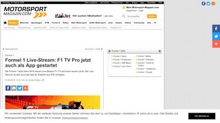 
                            3. Formel 1 Live-Stream: F1 TV Pro jetzt auch als App gestartet