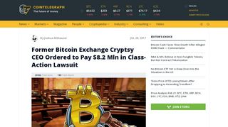 
                            7. Former Bitcoin Exchange Cryptsy CEO Ordered to Pay $8.2 Mln in ...
