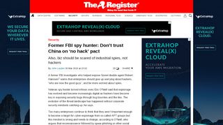 
                            10. Former FBI spy hunter: Don't trust China on 'no hack' pact • The ...