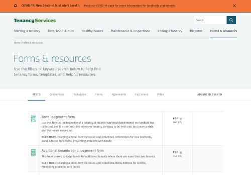 
                            6. Forms & resources » Tenancy Services
