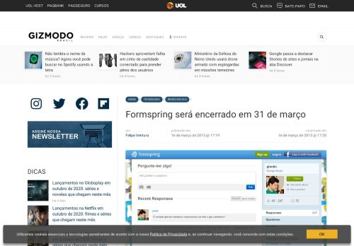 
                            11. Formspring será encerrado em 31 de março - Gizmodo Brasil