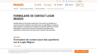 
                            5. Formulaire de contact Login Migros | Migros