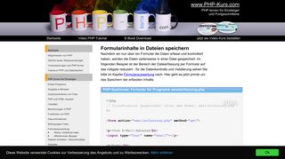 
                            2. Formularinhalte in Dateien speichern - PHP-Kurs.com - PHP ...