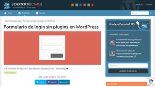 
                            11. Formulario de login sin plugins en WordPress - DecodeCMS