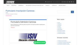 
                            7. Formulario Inscripción Carreras » ISIV-Educación Distancia