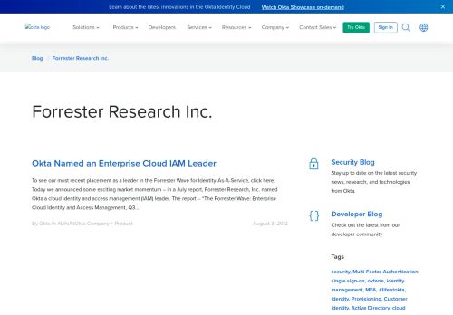 
                            3. Forrester Research Inc. | Okta