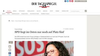 
                            13. Forsa-Umfrage: SPD liegt im Osten nur noch auf Platz fünf - Politik ...