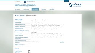 
                            5. Forschungszentrum Jülich - JSC - Leistungen - Juvis Account and Login