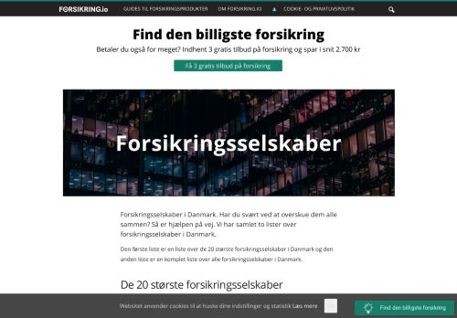 
                            10. Forsikringsselskaber i Danmark | De 20 største forsikringsselskaber ...