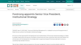 
                            8. Forstrong appoints Senior Vice President, Institutional Strategy