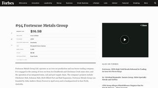 
                            12. Fortescue Metals Group on the Forbes World's Best Employers List