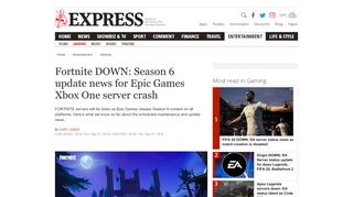 
                            9. Fortnite DOWN: Season 6 update news for Epic Games Xbox One ...