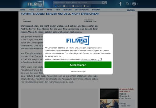 
                            12. Fortnite down: Server aktuell nicht erreichbar | TrailerSeite FILM.TV