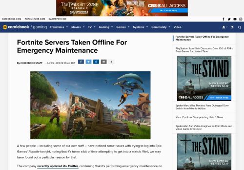 
                            10. Fortnite Servers Taken Offline For Emergency Maintenance